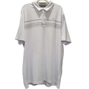 Travis Mathew XXL Golf Polo White Striped Short Sleeve Pima Cotton Blend F268